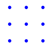 Three rows of three dots are arranged into a nine dot square.
